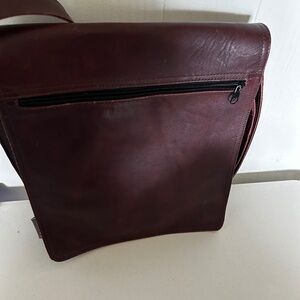Burgundy Leather Messenger Bag - Unisex